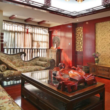中式红色雅致时尚客厅欣赏