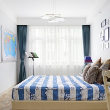 地中海风格蓝色卧室装修设...