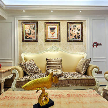 金色欧式风格客厅背景墙设...