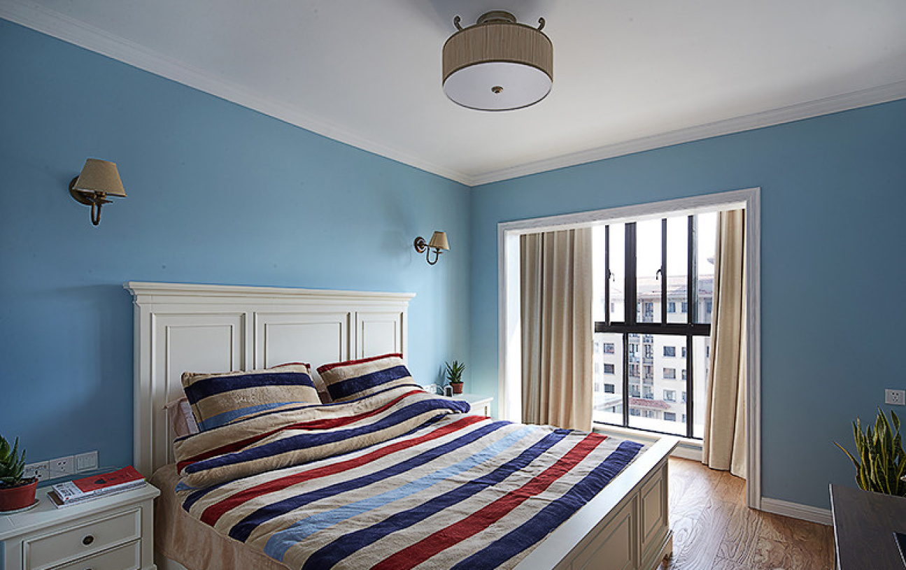 美式风格蓝色卧室效果图赏析