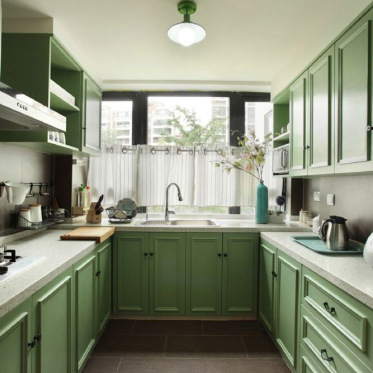 宜家风格清新绿色厨房装修...