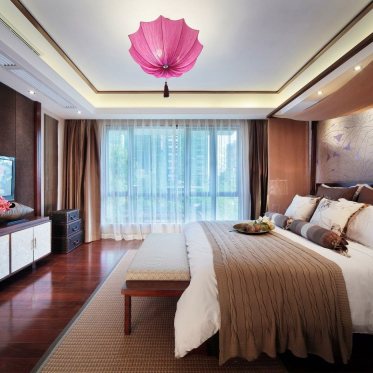 东南亚风格个性红色卧室装...
