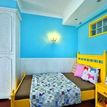 田园风格蓝色卧室图片