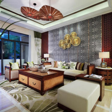 东南亚风格雅致客厅设计欣...