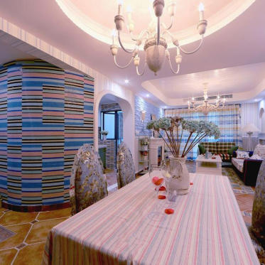 彩色浪漫地中海风格餐厅装...