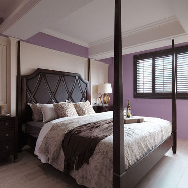 个性混搭风格紫色卧室装饰...