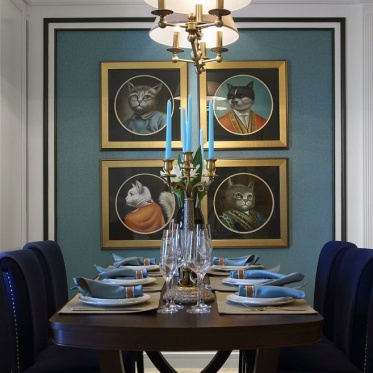 新古典风格蓝色典雅餐厅设...