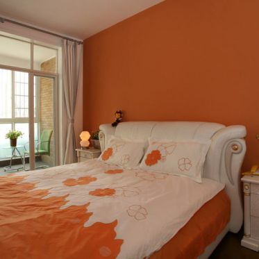 现代风格橙色卧室效果图设...