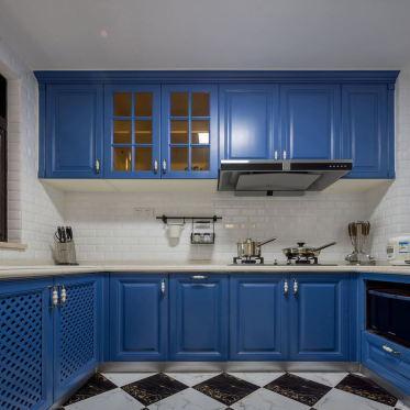 2016蓝色简欧风格厨房设计...