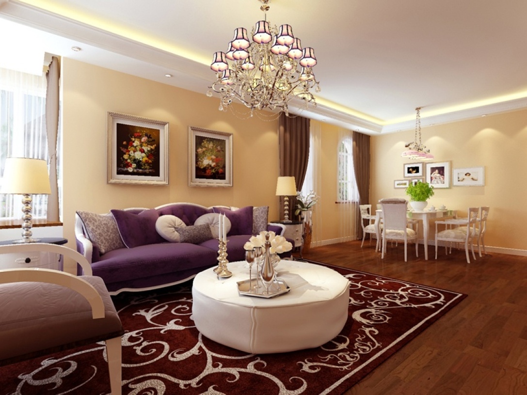 欧式风格米色温馨客厅装修效果图