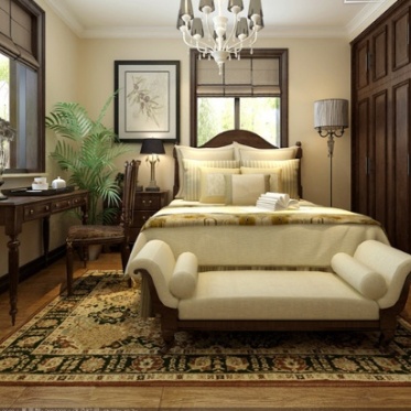新古典风格褐色雅致卧室设...
