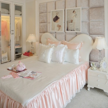 粉色时尚欧式风格卧室图片...