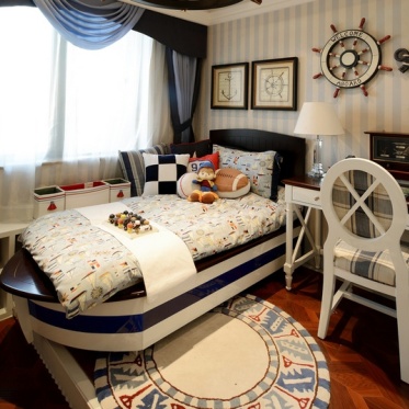 地中海风格清新白色卧室装...