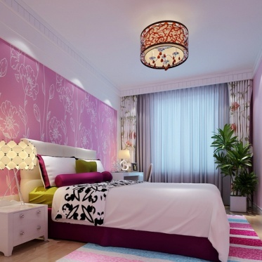 紫色简约卧室设计图片