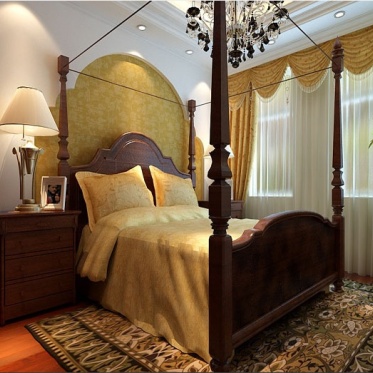 东南亚风格黄色雅致卧室设...