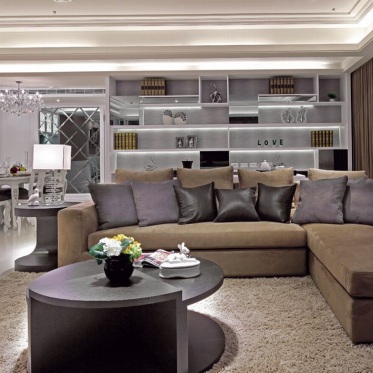 褐色欧式风格客厅沙发设计...