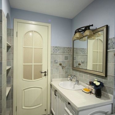 蓝色美式风格卫生间浴室柜...