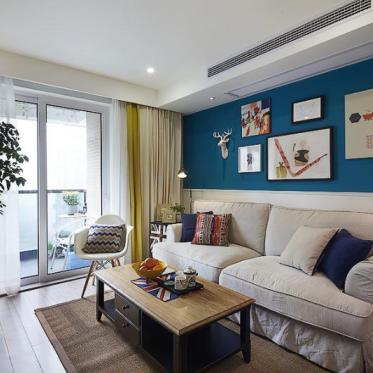 蓝色欧式风格客厅设计图片