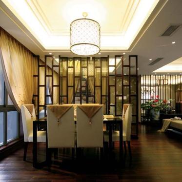 黄色新古典风格典雅餐厅图...