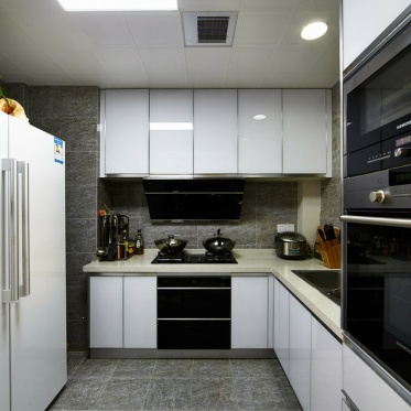 灰色质感现代风格厨房橱柜...