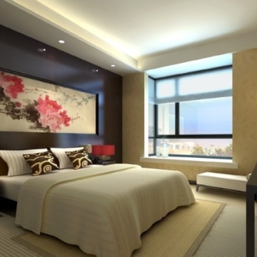 褐色新中式风格卧室装修案...