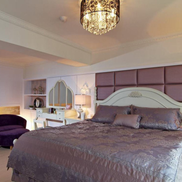 欧式风格轻奢紫色卧室装修...