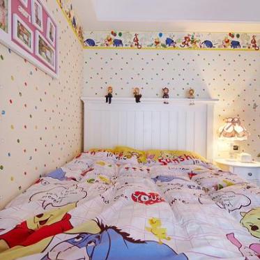 美式风格可爱粉嫩儿童房效...