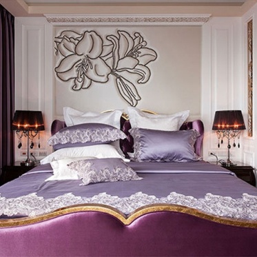 欧式风格大气紫色卧室设计...