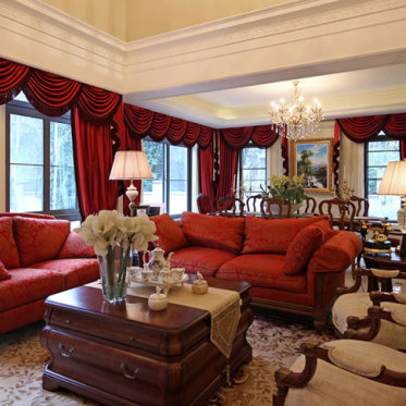 红色欧式风格客厅效果图