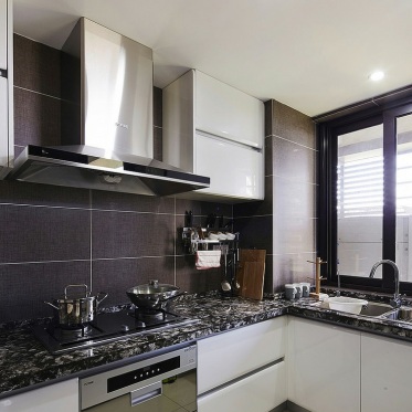 灰色现代厨房橱柜装潢设计