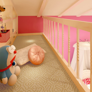 粉色混搭儿童房装潢设计