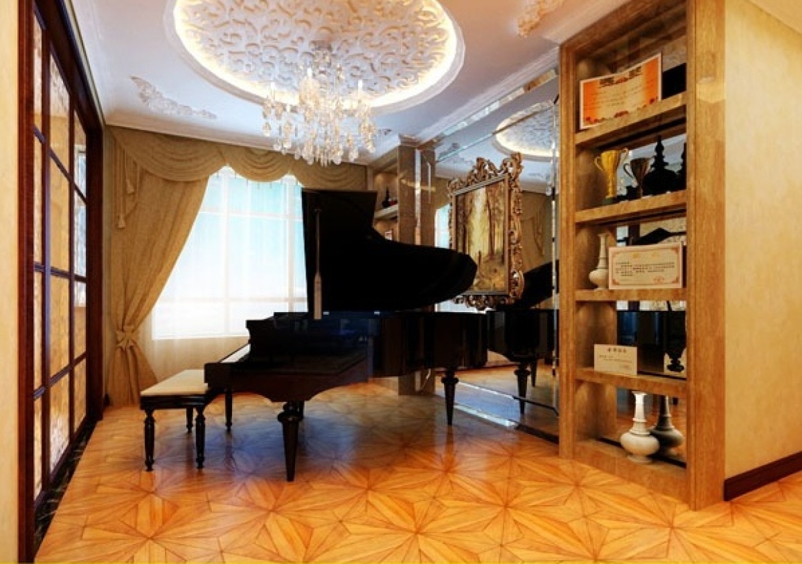 2016大气欧式橙色琴房效果图设计