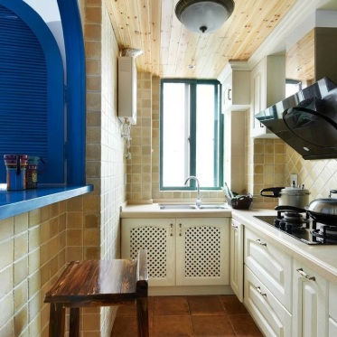 地中海风格蓝色厨房橱柜效...