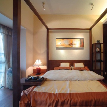 东南亚风格个性红色卧室装...