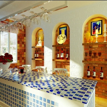 地中海风格清新白色餐厅美...