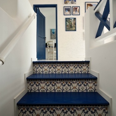 蓝色浪漫地中海风格楼梯装...