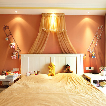 橙色创意美式可爱儿童房装...