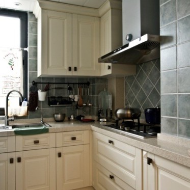灰色美式厨房橱柜设计图片