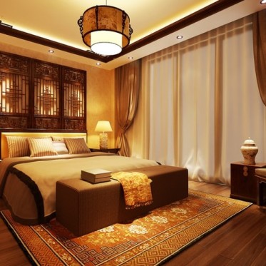 新古典风格素雅橙色卧室装...