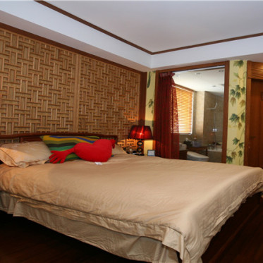 中式风格雅致橙色卧室装修...