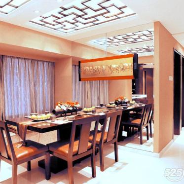 中式风格典雅橙色餐厅设计...