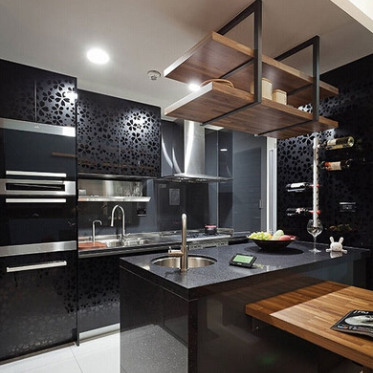黑色简约风格厨房橱柜装潢