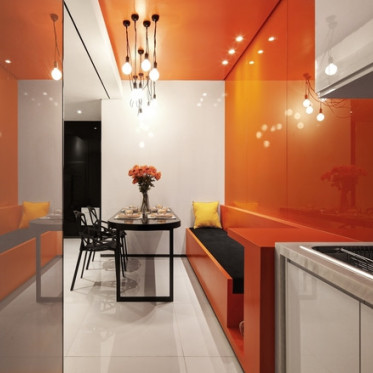 橙色创意时尚简约风格厨房...