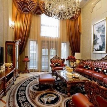 奢侈华丽欧式风格红色客厅...