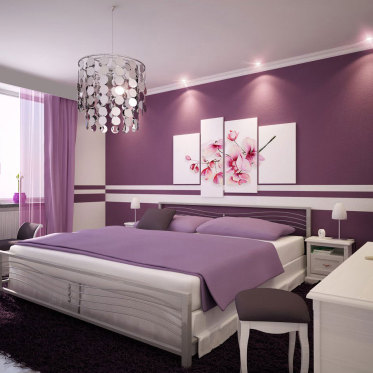 紫色简约风格卧室装修图片