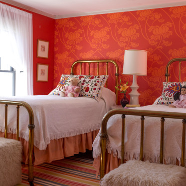 混搭个性风格红色卧室设计...