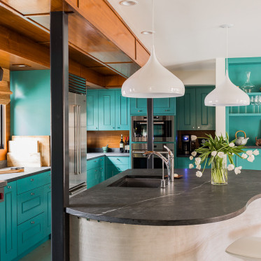 2016蓝色时尚美式风格厨房...