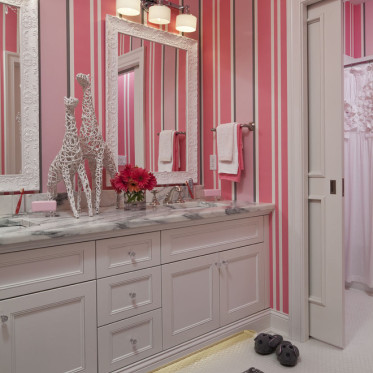 浪漫粉色现代风格浴室柜装...