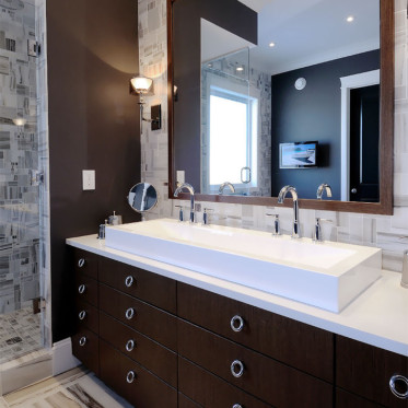 褐色新中式风格卫生间浴室...