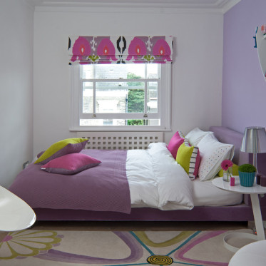 简约紫色儿童房窗户设计装...